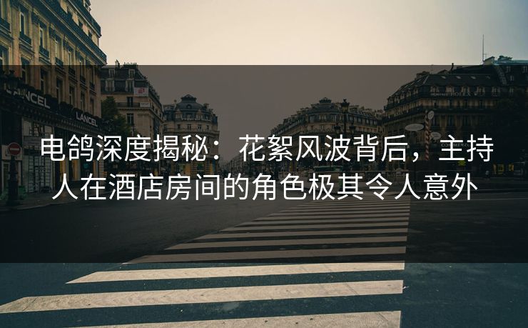 电鸽深度揭秘：花絮风波背后，主持人在酒店房间的角色极其令人意外