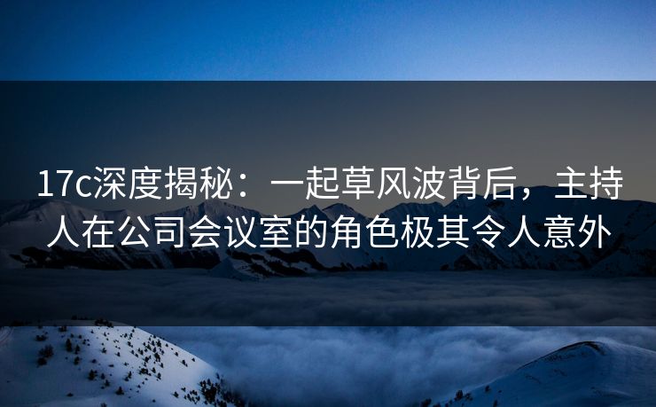 17c深度揭秘：一起草风波背后，主持人在公司会议室的角色极其令人意外