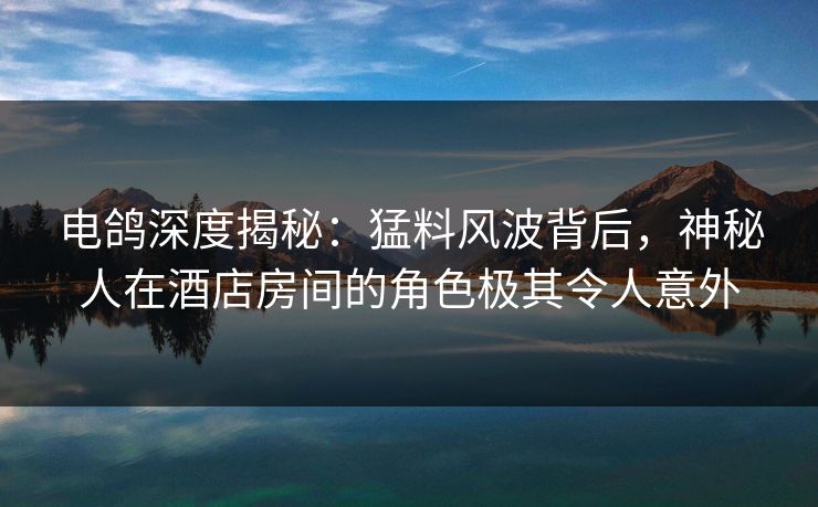 电鸽深度揭秘：猛料风波背后，神秘人在酒店房间的角色极其令人意外