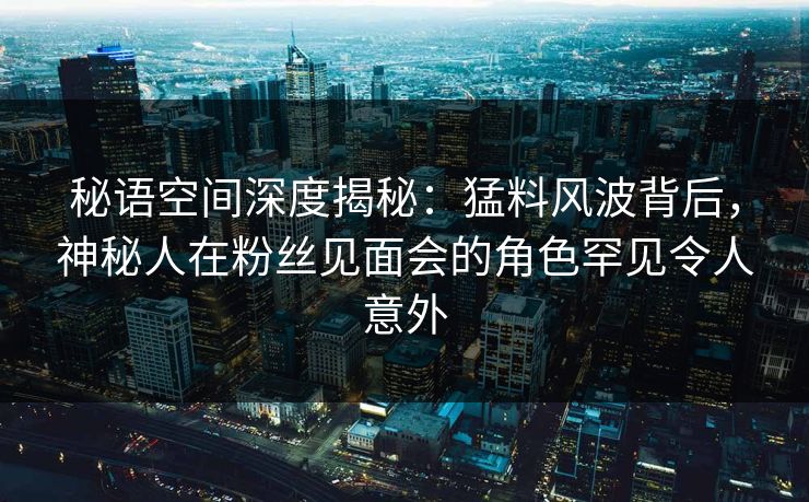 秘语空间深度揭秘：猛料风波背后，神秘人在粉丝见面会的角色罕见令人意外