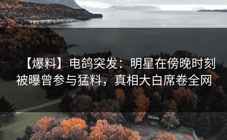 【爆料】电鸽突发：明星在傍晚时刻被曝曾参与猛料，真相大白席卷全网