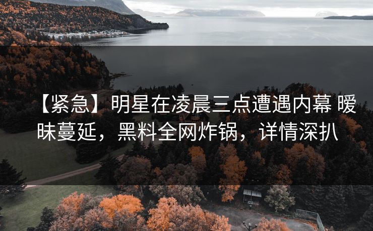 【紧急】明星在凌晨三点遭遇内幕 暧昧蔓延，黑料全网炸锅，详情深扒