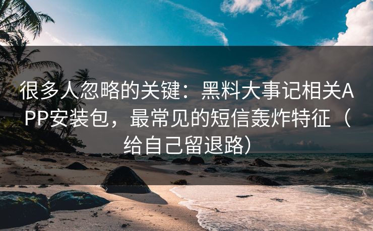 很多人忽略的关键：黑料大事记相关APP安装包，最常见的短信轰炸特征（给自己留退路）