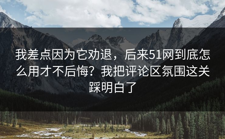 我差点因为它劝退，后来51网到底怎么用才不后悔？我把评论区氛围这关踩明白了