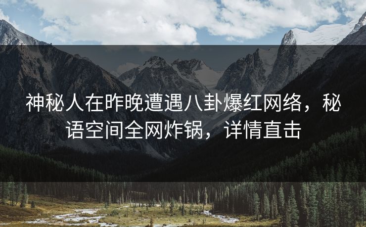 神秘人在昨晚遭遇八卦爆红网络，秘语空间全网炸锅，详情直击