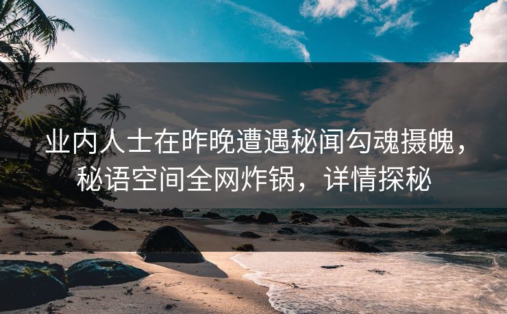 业内人士在昨晚遭遇秘闻勾魂摄魄，秘语空间全网炸锅，详情探秘